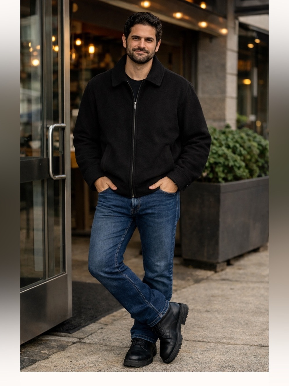 Kenneth Cole Men's Reaction XL black wool-blend lined zip-up jacket.